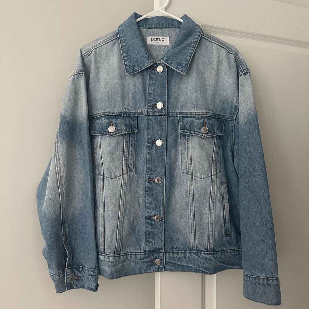 Parke Oversized Jean Jacket Light Wash Denim Size Small/Medium NWT